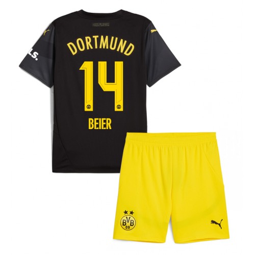 Fotballdrakt Barn Borussia Dortmund Maximilian Beier #14 Bortedraktsett 2024-25 Kortermet (+ Korte bukser)